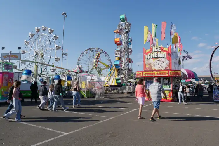 a picture of the rides at the state fair
