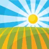 sun shining over a field, clipart